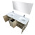 Lexora -  Lancy 60" Rustic Acacia Double Bathroom Vanity - White Quartz Top - White Square Sinks - Labaro Brushed Nickel Faucet Set -  55" Frameless Mirror - LLC60DKSOSM55FBN