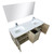 Lexora -  Lancy 60" Rustic Acacia Double Bathroom Vanity - White Quartz Top - White Square Sinks - Labaro Brushed Nickel Faucet Set -  55" Frameless Mirror - LLC60DKSOSM55FBN