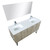 Lexora -  Lancy 60" Rustic Acacia Double Bathroom Vanity - White Quartz Top - White Square Sinks - Labaro Brushed Nickel Faucet Set -  55" Frameless Mirror - LLC60DKSOSM55FBN