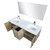 Lexora -  Lancy 60" Rustic Acacia Double Bathroom Vanity - White Quartz Top -White Square Sinks - Labaro Rose Gold Faucet Set -  55" Frameless Mirror - LLC60DKSOSM55FRG