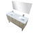 Lexora -  Lancy 60" Rustic Acacia Double Bathroom Vanity - White Quartz Top -White Square Sinks - Labaro Rose Gold Faucet Set -  55" Frameless Mirror - LLC60DKSOSM55FRG