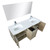 Lexora -  Lancy 60" Rustic Acacia Double Bathroom Vanity - White Quartz Top - White Square Sinks - Balzani Gun Metal Faucet Set -  55" Frameless Mirror - LLC60DKSOSM55FGM