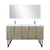 Lexora -  Lancy 60" Rustic Acacia Double Bathroom Vanity - White Quartz Top - White Square Sinks - Balzani Gun Metal Faucet Set -  55" Frameless Mirror - LLC60DKSOSM55FGM