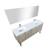 Lexora -  Lancy 72" Rustic Acacia Double Bathroom Vanity - White Quartz Top - White Square Sinks - Labaro Brushed Nickel Faucet Set -  70" Frameless Mirror - LLC72DKSOSM70FBN