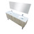 Lexora -  Lancy 80" Rustic Acacia Double Bathroom Vanity - White Quartz Top - White Square Sinks - Labaro Brushed Nickel Faucet Set -  70" Frameless Mirror - LLC80DKSOSM70FBN