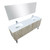 Lexora -  Lancy 80" Rustic Acacia Double Bathroom Vanity - White Quartz Top - White Square Sinks - Labaro Brushed Nickel Faucet Set -  70" Frameless Mirror - LLC80DKSOSM70FBN