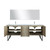 Lexora -  Lancy 80" Rustic Acacia Double Bathroom Vanity - White Quartz Top - White Square Sinks - Labaro Brushed Nickel Faucet Set -  70" Frameless Mirror - LLC80DKSOSM70FBN