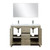 Lexora -  Lafarre 48" Rustic Acacia Double Bathroom Vanity - White Quartz Top - White Square Sink - Labaro Brushed Nickel Faucet Set -  43" Frameless Mirror - LLF48SKSOSM43FBN