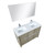 Lexora -  Lafarre 48" Rustic Acacia Double Bathroom Vanity - White Quartz Top - White Square Sink - Balzani Gun Metal Faucet Set -  43" Frameless Mirror - LLF48SKSOSM43FGM