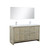 Lexora -  Lafarre 60" Rustic Acacia Double Bathroom Vanity - White Quartz Top - White Square Sinks - Monte Chrome Faucet Set -  55" Frameless Mirror - LLF60DKSODM55FCH