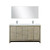 Lexora -  Lafarre 60" Rustic Acacia Double Bathroom Vanity - White Quartz Top - White Square Sinks - Labaro Brushed Nickel Faucet Set -  55" Frameless Mirror - LLF60DKSODM55FBN