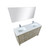 Lexora -  Lafarre 60" Rustic Acacia Double Bathroom Vanity - White Quartz Top - White Square Sinks - Labaro Brushed Nickel Faucet Set -  55" Frameless Mirror - LLF60DKSODM55FBN