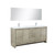 Lexora -  Lafarre 72" Rustic Acacia Double Bathroom Vanity - White Quartz Top - White Square Sinks - Monte Chrome Faucet Set -  70" Frameless Mirror - LLF72DKSODM70FCH