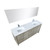 Lexora -  Lafarre 72" Rustic Acacia Double Bathroom Vanity - White Quartz Top - White Square Sinks - Labaro Rose Gold Faucet Set -  70" Frameless Mirror - LLF72DKSODM70FRG