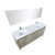 Lexora -  Lafarre 72" Rustic Acacia Double Bathroom Vanity - White Quartz Top - White Square Sinks - Balzani Gun Metal Faucet Set -  70" Frameless Mirror - LLF72DKSODM70FGM