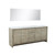 Lexora -  Lafarre 80" Rustic Acacia Double Bathroom Vanity - White Quartz Top - White Square Sinks -  70" Frameless Mirror - LLF80DKSODM70