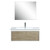 Lexora -  Scopi 36" Rustic Acacia Bathroom Vanity - Acrylic Composite Top with Integrated Sink - Labaro Brushed Nickel Faucet Set -  28" Frameless Mirror - LSC36SRAOSM28FBN