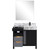 Lexora -  Zilara 36" Black  Grey Vanity - Castle Grey Marble Top - White Square Sink - Cascata Nera Matte Black Faucet Set -  30" Frameless Mirror - LZ342236SLISM30FCM