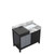 Lexora -  Zilara 42" Black  Grey Vanity - Castle Grey Marble Top -  White Square Sink - LZ342242SLIS000