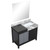 Lexora -  Zilara 42" Black  Grey Vanity - Castle Grey Marble Top - White Square Sink -  34" Frameless Mirror - LZ342242SLISM34