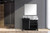 Lexora -  Zilara 42" Black  Grey Vanity - Castle Grey Marble Top - White Square Sink -  34" Frameless Mirror - LZ342242SLISM34