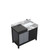 Lexora -  Zilara 42" Black  Grey Vanity - Castle Grey Marble Top - White Square Sink -  Monte Chrome Faucet - LZ342242SLISFMC