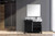 Lexora -  Zilara 42" Black  Grey Vanity - Castle Grey Marble Top - White Square Sink - Cascata Nera Matte Black Faucet Set -  34" Frameless Mirror - LZ342242SLISM34FCM