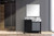 Lexora -  Zilara 42" Black  Grey Vanity - Castle Grey Marble Top - White Square Sink - Monte Chrome Faucet Set -  34" Frameless Mirror - LZ342242SLISM34FMC