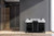 Lexora -  Zilara 55" Black  Grey Double Vanity - Castle Grey Marble Tops - White Square Sinks -  Cascata Nera Matte Black Faucet Set - LZ342255SLISFCM