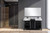 Lexora -  Zilara 55" Black  Grey Double Vanity - Castle Grey Marble Tops - White Square Sinks - Cascata Nera Matte Black Faucet Set -  53" Frameless Mirror - LZ342255SLISM53FCM