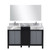 Lexora -  Zilara 55" Black  Grey Double Vanity - Castle Grey Marble Tops - White Square Sinks - Monte Chrome Faucet Set -  53" Frameless Mirror - LZ342255SLISM53FMC