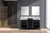 Lexora -  Zilara 60" Black  Grey Double Vanity - Castle Grey Marble Tops - White Square Sinks -  28" Frameless Mirrors - LZ342260DLISM28