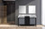 Lexora -  Zilara 60" Black  Grey Double Vanity - Castle Grey Marble Tops - White Square Sinks -  28" Frameless Mirrors - LZ342260DLISM28