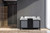 Lexora -  Zilara 60" Black  Grey Double Vanity - Castle Grey Marble Tops - White Square Sinks -  Cascata Nera Matte Black Faucet Set - LZ342260DLISFCM