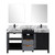 Lexora -  Zilara 60" Black  Grey Double Vanity - Castle Grey Marble Tops - White Square Sinks - Cascata Nera Matte Black Faucet Set -  28" Frameless Mirrors - LZ342260DLISM28FCM