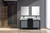 Lexora -  Zilara 60" Black  Grey Double Vanity - Castle Grey Marble Tops - White Square Sinks - Cascata Nera Matte Black Faucet Set -  28" Frameless Mirrors - LZ342260DLISM28FCM