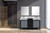 Lexora -  Zilara 60" Black  Grey Double Vanity - Castle Grey Marble Tops - White Square Sinks - Monte Chrome Faucet Set -  28" Frameless Mirrors - LZ342260DLISM28FMC