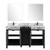 Lexora -  Zilara 60" Black  Grey Double Vanity - Castle Grey Marble Tops - White Square Sinks - Balzani Gun Metal Faucet Set -  28" Frameless Mirrors - LZ342260DLISM28FBG