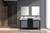 Lexora -  Zilara 60" Black  Grey Double Vanity - Castle Grey Marble Tops - White Square Sinks - Balzani Gun Metal Faucet Set -  28" Frameless Mirrors - LZ342260DLISM28FBG