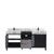 Lexora -  Zilara 72" Black  Grey Double Vanity - Castle Grey Marble Tops - White Square Sinks -  Cascata Nera Matte Black Faucet Set - LZ342272DLISFCM