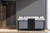 Lexora -  Zilara 72" Black  Grey Double Vanity - Castle Grey Marble Tops - White Square Sinks -  Cascata Nera Matte Black Faucet Set - LZ342272DLISFCM