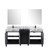 Lexora -  Zilara 72" Black  Grey Double Vanity - Castle Grey Marble Tops - White Square Sinks - Cascata Nera Matte Black Faucet Set -  28" Frameless Mirrors - LZ342272DLISM28FCM
