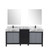 Lexora -  Zilara 72" Black  Grey Double Vanity - Castle Grey Marble Tops - White Square Sinks - Cascata Nera Matte Black Faucet Set -  28" Frameless Mirrors - LZ342272DLISM28FCM