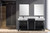 Lexora -  Zilara 72" Black  Grey Double Vanity - Castle Grey Marble Tops - White Square Sinks - Cascata Nera Matte Black Faucet Set -  28" Frameless Mirrors - LZ342272DLISM28FCM