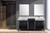 Lexora -  Zilara 72" Black  Grey Double Vanity - Castle Grey Marble Tops - White Square Sinks - Monte Chrome Faucet Set -  28" Frameless Mirrors - LZ342272DLISM28FMC