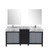 Lexora -  Zilara 72" Black  Grey Double Vanity - Castle Grey Marble Tops - White Square Sinks - Monte Chrome Faucet Set -  28" Frameless Mirrors - LZ342272DLISM28FMC