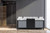 Lexora -  Zilara 80" Black  Grey Double Vanity - Castle Grey Marble Tops - White Square Sinks -  Cascata Nera Matte Black Faucet Set - LZ342280DLISFCM