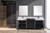 Lexora -  Zilara 80" Black  Grey Double Vanity - Castle Grey Marble Tops - White Square Sinks - Cascata Nera Matte Black Faucet Set -  30" Frameless Mirrors - LZ342280DLISM30FCM