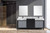 Lexora -  Zilara 80" Black  Grey Double Vanity - Castle Grey Marble Tops - White Square Sinks - Cascata Nera Matte Black Faucet Set -  30" Frameless Mirrors - LZ342280DLISM30FCM