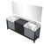 Lexora -  Zilara 84" Black  Grey Double Vanity - Castle Grey Marble Tops - White Square Sinks -  34" Frameless Mirrors - LZ342284DLISM34